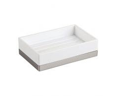 iDesign 41082EU Clarity Seifenschale, 12,7 x 8,3 x 3,4 cm, weiß/brushed, plastik