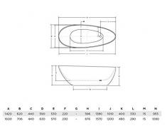 EXCLUSIVE LINE Freistehende Badewanne GOYA 160x70 cm, Schwarz Ovale Standbadewanne Mineralguss Schwarz