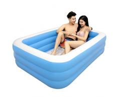 Gwgbxx Aufblasbare Badewanne, Falt-Komfortbadewanne für Erwachsene, Haushaltsbadezimmer mit Doppelpumpe (Farbe: blau und weiß) (Size : 2.62m Three Layers-B)