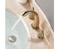 shuip Wasserhahn/Badausstattung 3-Loch-goldene Becken Wasserhahn Doppelgriff Deck montiert Bad Glas Waschbecken Wasserhahn kaltes Wasser kaltes Wasser Mischbatterie