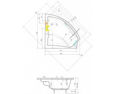 Badewanne 150x150 AURIGA RECHTS - Acryl Eckbadewanne