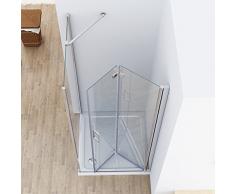 75 x 90 x 197 cm Duschkabine Eckeinstieg Dusche Falttür Duschwand mit 90cm Seitenwand NANO
