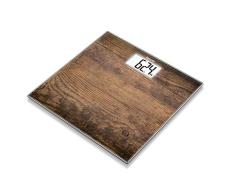 Beurer Glaswaage GS 203 Wood (extra dünne Personenwaage für den besonderen Akzent in Ihrem Badezimmer)