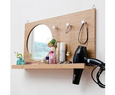Brandless ZELONG Badezimmerspiegel Wandkosmetikspiegel Aus Holz Mit Aufbewahrungsfach
