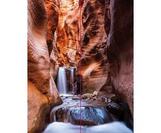 ORIGINAL plateART Eck-Duschrückwand, Rückwand Dusche Alu OHNE FUGEN, Fliesenspiegel, Fliesenersatz, Zion Wasserfall-Motiv