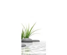 ORIGINAL plateART Rückwand Dusche Alu OHNE FUGEN, Eck-Duschrückwand Einzelplatte Fliesenspiegel Fliesenersatz, Motiv Zen Gras Steine, KOSTENLOSER ZUSCHNITT