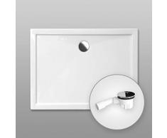 Duschwanne AQUABAD® Comfort SIMPLON rechteckig 100 x 120 cm, Extraflache Acryl-Duschtasse, Aufbau-Höhe: 5,5 cm, Ablaufgarnitur Viega Standard