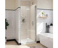 WELMAX Duschtür Falttür Dusche Schwingtür Scharnier Duschkabine Nischentür 90 cm Duschabtrennung Klarglas 6mm ESG Sicherheitsglas Höhe 185cm