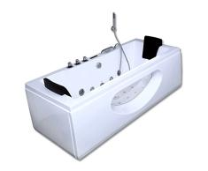 Home Deluxe - Whirlpool Badewanne - Laguna M weiß mit Heizung und Massage - Maße: 180 x 90 x 55 cm | Eckwanne, 2 Personen, Indoor Jacuzzi