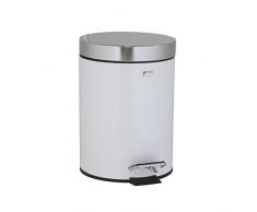 axentia Kosmetik-Treteimer Messina mit rostfreiem Edelstahldeckel, glänzend, Abfallbehälter für Küche und Bad, Mülleimer mit Kunststoffeinsatz und Tragegriff, geruchsdicht, Abfalleimer mit 3 L Fassungsvermögen, Ø ca. 17 cm, H 24 cm, rund, weiß