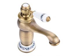 G1/2 Wasserhahn Waschbecken Armatur Bronze Heißes Kaltes Wasser Einhebelmischer Keramik Vintage Floral Wasserhahn für Badezimmer Küchen Haus Dekoration