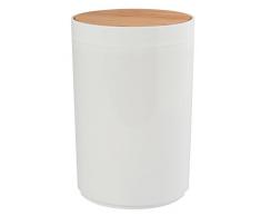 MSV Bad Serie Oslo Design Kosmetikeimer Bad Treteimer Abfalleimer Papierkorb Mülleimer 6 Liter (ØxH): ca. 18 x 26,3 cm weiß Bambus