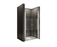 i-flair 185 cm Hohe Duschtür aus 6mm Sicherheitsglas Teilsatiniert mit Nanobeschichtung - Alle Größen (68-72cm)