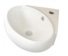Eckwaschbecken KERAMIK Wandmontage klein oval Keramikwaschbecken 39x35x13,5cm
