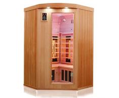 Dewello Infrarotkabine Infrarotsauna LAKEFIELD 2 120cm x 120cm inkl. Vollspektrumstrahler, Karbon-Flächenstrahler, Bodenstrahler und Zubehör