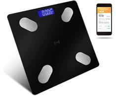 Mixmart Körperfettwaage, digitale Personenwaage mit APP, Bluetooth Körperwaage Wiederaufladbare Körperanalysewaage für Körperfett, BMI, Gewicht, Protein, Muskelmasse, BMR, Wasser,bis 180kg