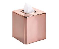 mDesign Kosmetiktücherbox – praktische Taschentuchbox aus Metall für das Badezimmer oder Büro – moderner Taschentuchspender als hübsche Verkleidung von einfachen Tissue Boxen – rotgold