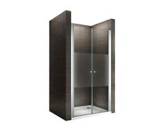 i-flair 185 cm Hohe Duschtür aus 6mm Sicherheitsglas Teilsatiniert mit Nanobeschichtung - Alle Größen (80-84cm)