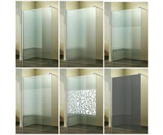 Walk in Duschabtrennung Duschtrennwand Klarglas Milchglas Scherben Spiegel Gestreift Satiniert Duschwand Glas 10mm ESG, Breite:120 cm, Ausführung:Vollsatiniert