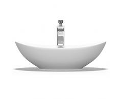 Aufsatzwaschbecken Oval aus Keramik 58x38 cm Waschschale Waschtisch mit Nano-Beschichtung Br818 Mai & Mai