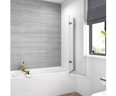 EMKE Duschabtrennung 110x140cm Faltwand für Badewanne, Duschwand Badewannenaufsatz mit 6mm Nano Easy Clean Glas