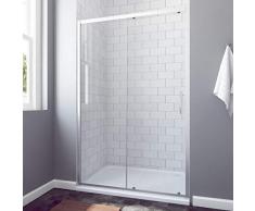 AQUABATOS® 140 x 185 cm Nischenschiebetür Duschabtrennung Duschtür Nischentür Schiebetür Duschwand Glas Dusche ESG