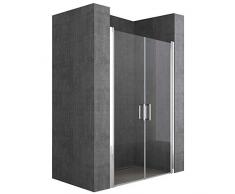 Sogood Nischentür 114cm - 118cm Nischendrehtür Duschabtrennung Teramo24 195cm ESG-Sicherheitsglas Duschtür aus Klarglas mit Hebe- und Senkmechanismus inkl. NANO-Beschichtung