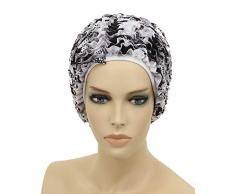 Fashy® Damen Rüschen Badehaube Badekappe mit Folieninnenhaube und Silikon Abdichtung - schwarz Weiss