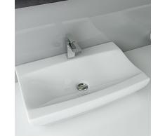 Waschbecken24 BxTxH: 62x39x12 CM DESIGN KERAMIK AUFSATZWASCHBECKEN WASCHTISCH WANDMONTAGE FÜR BADEZIMMER GÄSTE WC A63