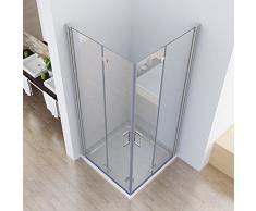 90 x 75 x 195 cm Duschkabine Eckeinstieg Dusche Falttür 180º Duschwand Duschabtrennung NANO Glas