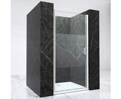 70x190 cm Nischentür Nischenabtrennung Dusche Hagen02MS-700 Sicherheitsglas in Klarglas mit Milchglas-Streifen, mit Hebe- & Senkfunktion inkl. NANO Versiegelung