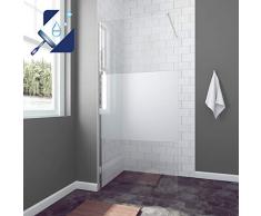 AQUABATOS® 120x200 cm Duschabtrennung Walk In teilsatiniert Milchglas Duschwand Glas Walkin Duschtrennwand Dusche Glas Duschkabine Glasduschwand 10 mm Echtglas ESG mit Lotuseffekt Nanobeschichtung