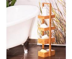 Relaxdays HBT 88,5 x 25,5 x 18,5 cm Praktisches Badezimmerregal als Ablageständer mit 4 Körben Butler Korbregal aus natürlichem Holz für Badezimmer und Feuchträume, Natur Bambus Badregal