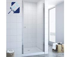 AQUABATOS® 80 x 195 cm Nischentür Dusche Duschtür in Nische Duschabtrennung Pendeltür Drehtür Schwingtür Duschwand Glas aus 6mm ESG Echtglas mit Nano Beschichtung