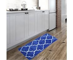 Lonior Badematten Badteppiche 120*45cm(48*18inch) Rutschfester Badvorleger Maschinenwäsche & Schnelltrocknend Duschvorleger Hochflor Teppich aus Weichem Microfaser, Absorbierenden, Anthrazit ( Blau )