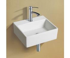 NEG Waschbecken Uno44H (extra klein/eckig) Hänge-Waschschale/Waschtisch (weiß) mit schmalem Rand und Nano-Beschichtung