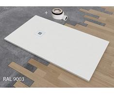 DUSCHWANNE MINERALGUSS SCHIEFER TEXTUR MIT GELCOAT 90x140 cm weiß RAL 9003