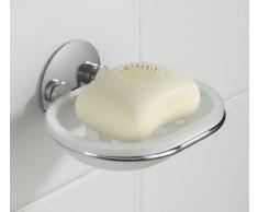 Wenko Turbo-Loc Seifenablage, Seifenschale mit Wandhalterung, für Küche und Badezimmer, Befestigung ohne bohren, aus verchromtem Stahl, 13 x 6 x 11 cm