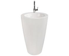 aquaSu® Säulen-Waschplatz litO | Mineralguss | Durchmesser 52,5 cm | Weiß | Waschbecken | Standwaschbecken | Waschtisch | Standwaschtisch | Waschplatz | Bad | Badezimmer | Gäste-WC