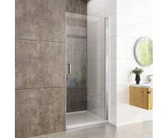 WELMAX 90 x 195 cm Pendeltür Dusche Duschabtrennung Duschtür mit Beidseitiger Nano Beschichtung 6mm ESG Glas