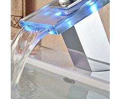 shuip Wasserhahn/Badausstattung Led Glas Wasserfall Waschbecken Waschbecken Platz Toilettentisch Wasserhahn Waschbecken Mixer Chrom-Finish