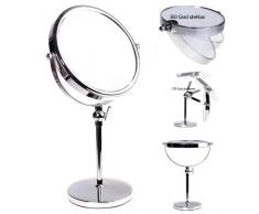 HIMRY Standspiegel Höhenverstellbar Normal+ 10fach 8 inch, Kosmetikspiegel 360° drehbar. Verchromten Schminkspiegel Rasierspiegel verchromten, KXD3101-10x