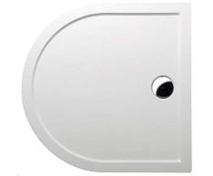 Mineralguss Duschwanne Halbkreis 90x90 R45 - begehbare Dusche 900x900x40 mm, Weiß