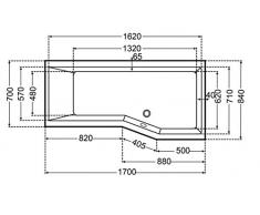 Unbekannt Raumsparbadewanne Acryl 170 x 85 Links, aus Acryl, Farbe weiß