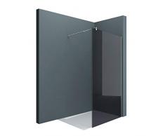 Sogood Luxus Duschwand Duschabtrennung Bremen1VG 140x200 Walk-In Dusche mit Stabilisator aus Echtglas 8mm ESG-Sicherheitsglas Klarglas inkl. Nanobeschichtung