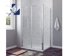 AQUABATOS® 90 x 90 x 195 cm Duschkabine, 90 cm Pendeltür Duschtür Nischentür Schwingtür mit 90 cm Seitenwand, 6 mm ESG Glas mit Nano Beschichtung