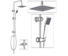 Tuganna Duschsäule FINE SHOWER Überkopfbrause-Set Chrom Handbrause und ABS Kopfbrause