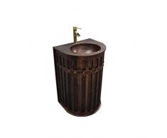 ASDUU Waschbecken, Iron Art, Persönlichkeit Metalleimer Loft Industrial Style Standwaschbecken mit Wasserhahn (Farbe: Rotkupfer)