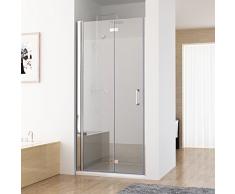 MIQU Nischentür Duschabtrennung 180° Schwingtür Falttür Duschwand Dusche Nano Echtglas 90 x 197 cm