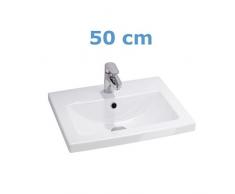 VBChome Waschtischunterschrank 50 cm Waschbecken mit Unterschrank 2 Schubladen Badmöbel weiß Hochglanz Badezimmermöbel hängend